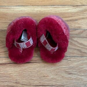 UGG Kids Plush Red Slippers